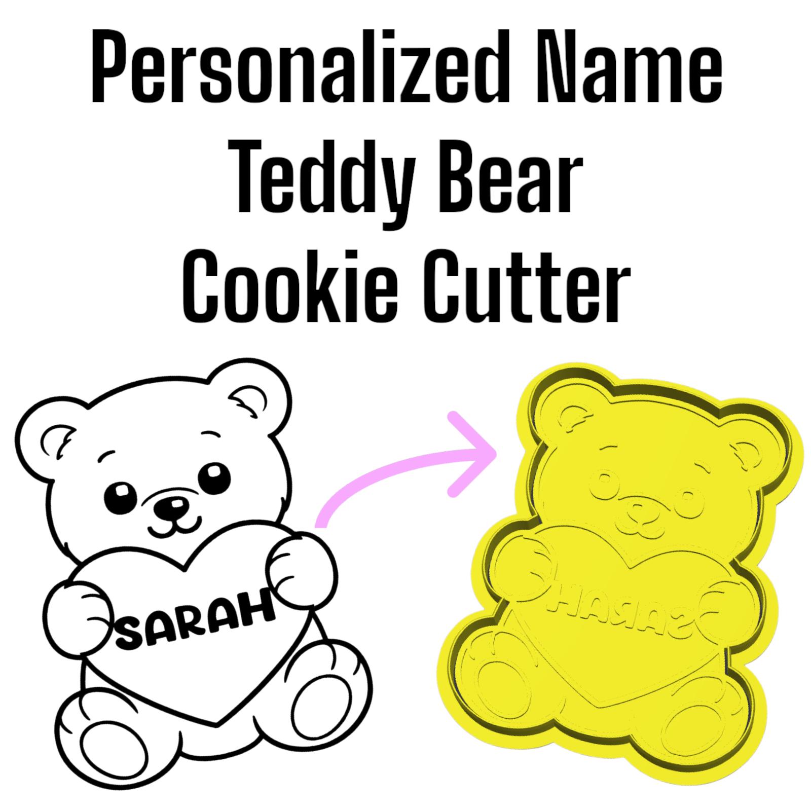 Personalized Name Teddy Bear Cookie Cutter & Stamp — photo 1